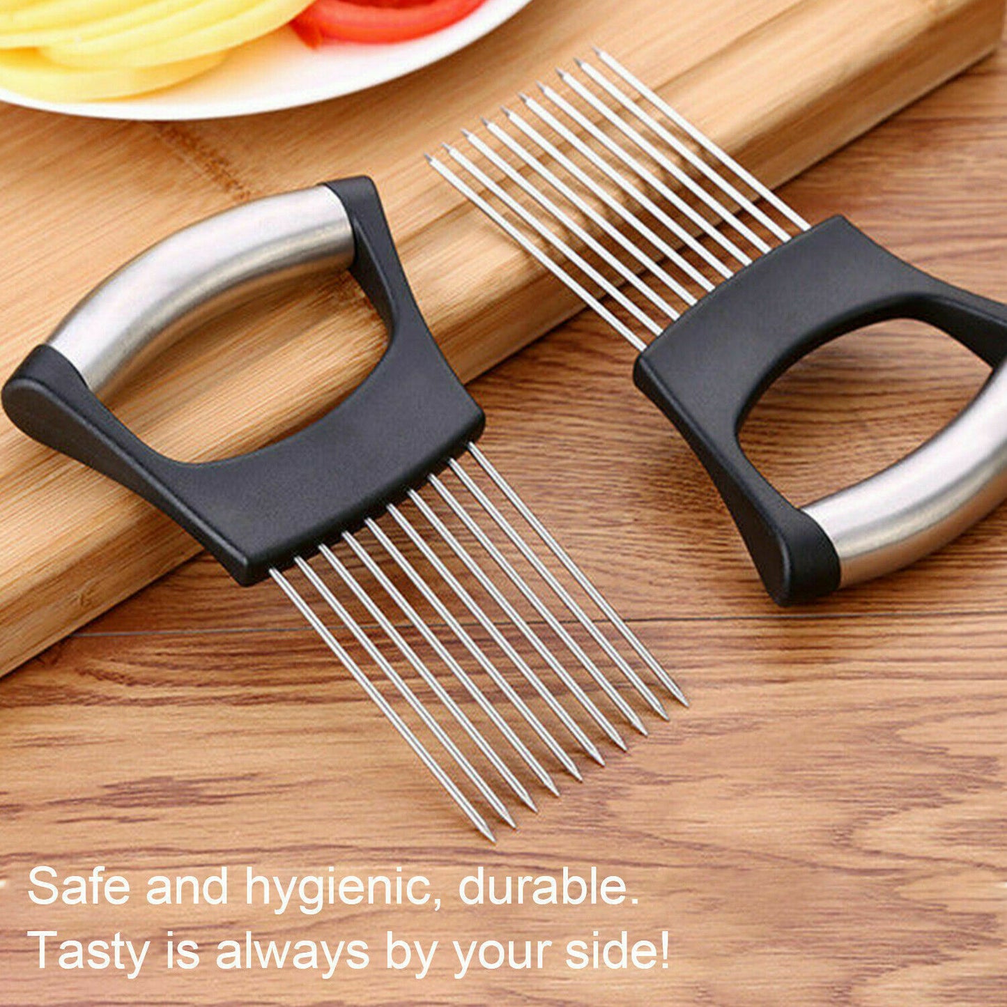 Food Slice Assistant Stainless Steel Onion and Tomato Slicer