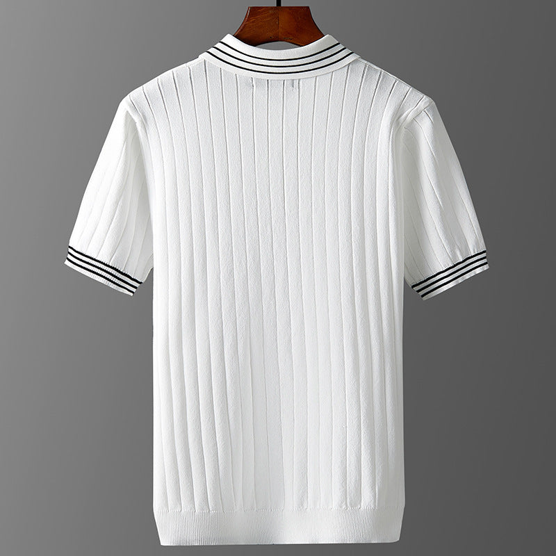 Men's Ice Silk Short Sleeve Lapel Polo Sweater