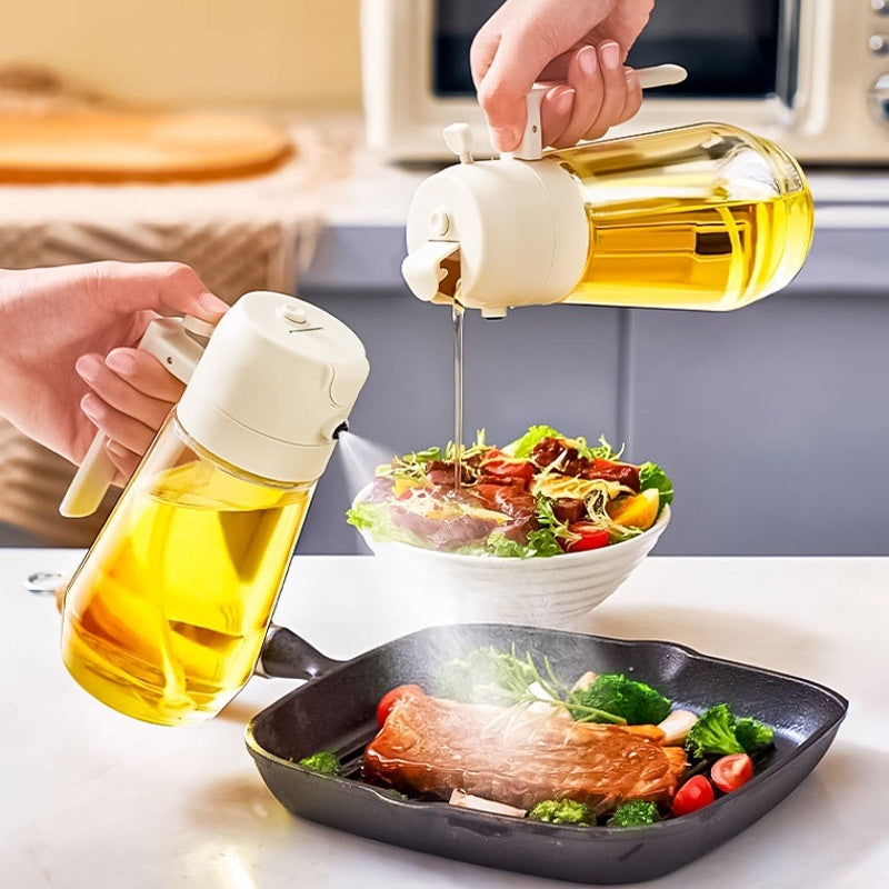 470ml Olive Oil Sprayer Dispenser 2-in-1 Glass Bottle