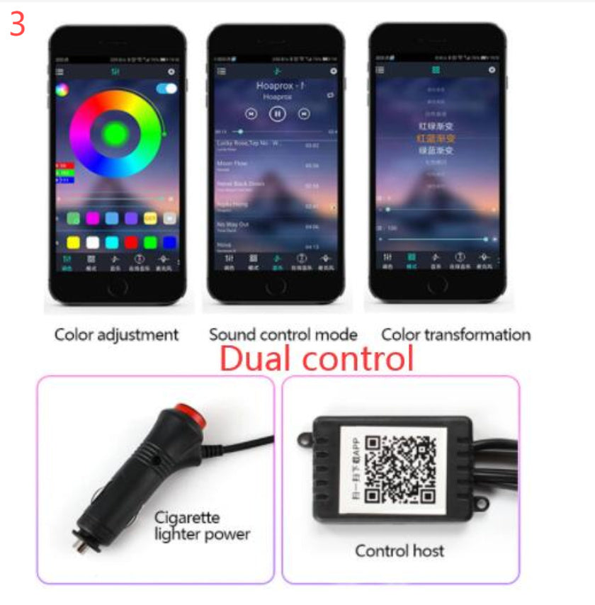 Car Fiber Optic Ambient APP Rhythm Light