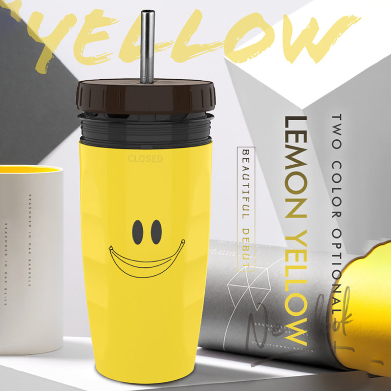 No Cover Twist Travel Cup with Straw and Double Insulation