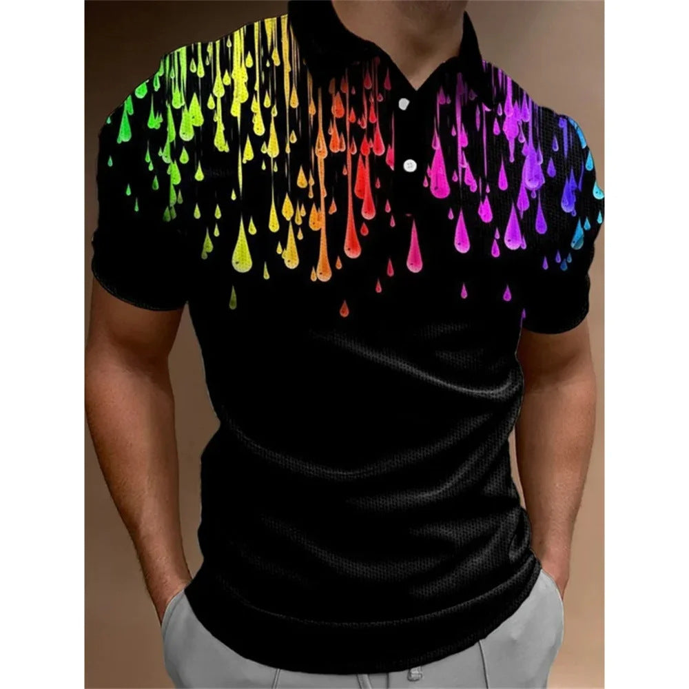 Men's 3D Rainbow Print Casual T-shirt