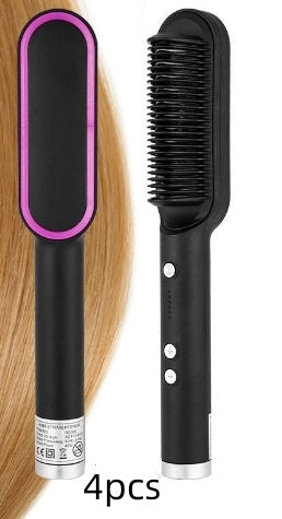 2 In 1 Hair Straightener Hot Comb Curling Brush