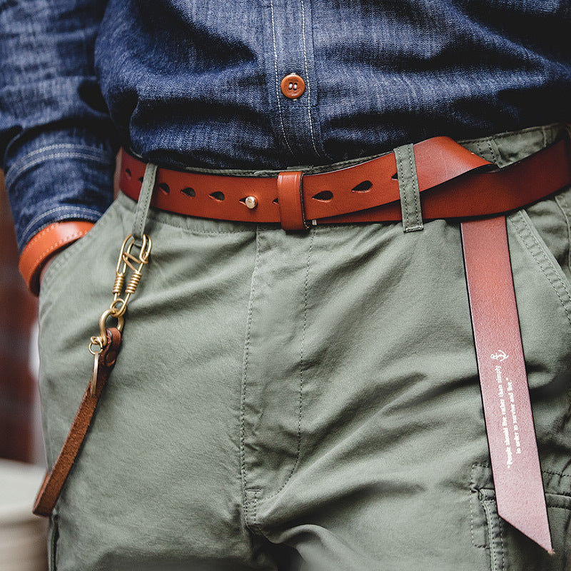 Fashion Retro Brass Distressed Belt Men