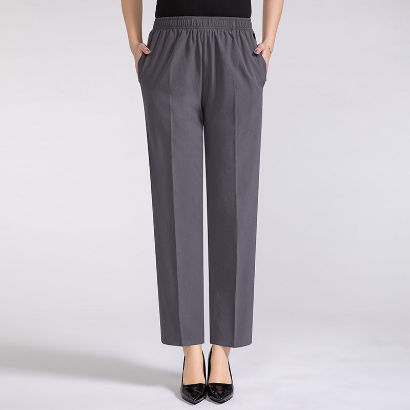 Plus Size Ice Silk Cropped Pants