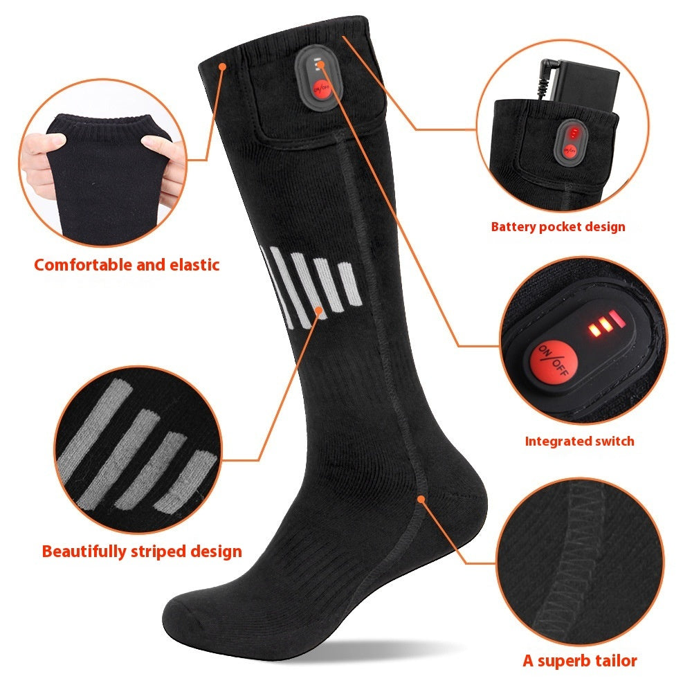 Electric Heating Pure Cotton Skiing Warm-keeping Socks