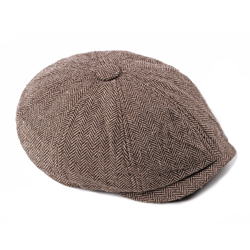 Fashion Retro Octagonal Hat Men's Plaid Beret