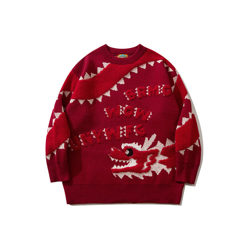 Cartoon Xiaolong Loose Round Neck Sweater Sweater