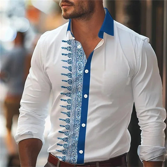 Men's Casual 3D Irregular Pattern Long Sleeve Shirt
