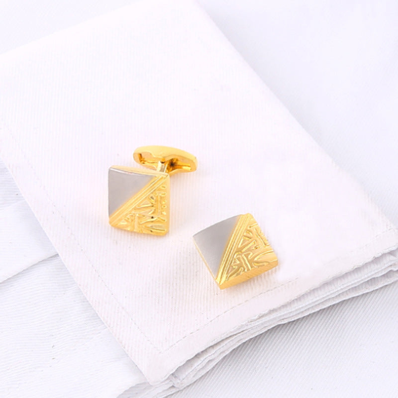 Two-tone Square Pattern Copper Cufflinks
