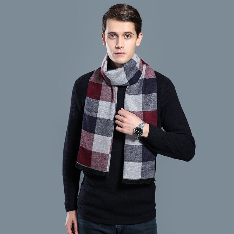 Simple Plaid Artificial Cashmere Warm Scarf
