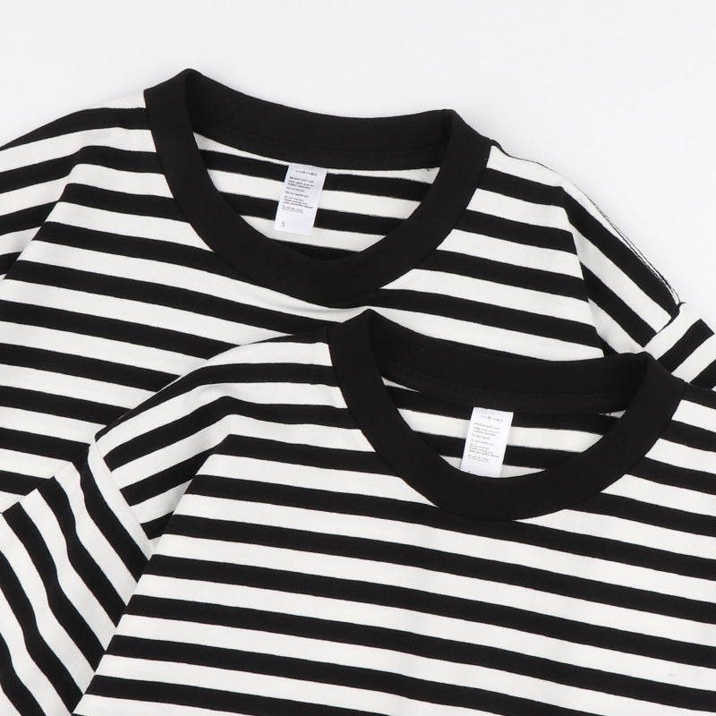 Striped Short Sleeve Men's Versatile Loose T-shirt