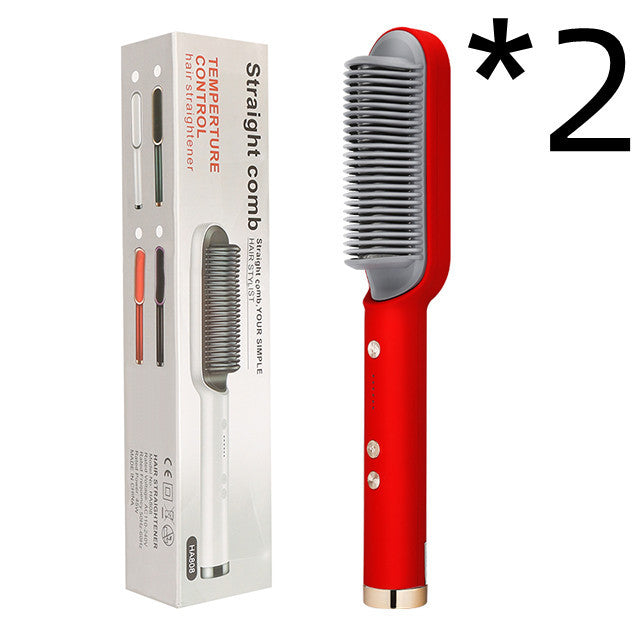 2 In 1 Hair Straightener Hot Comb Curling Brush