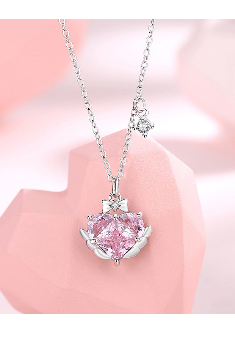 Sweet Girl Sterling Silver Zircon Clavicle Chain Necklace