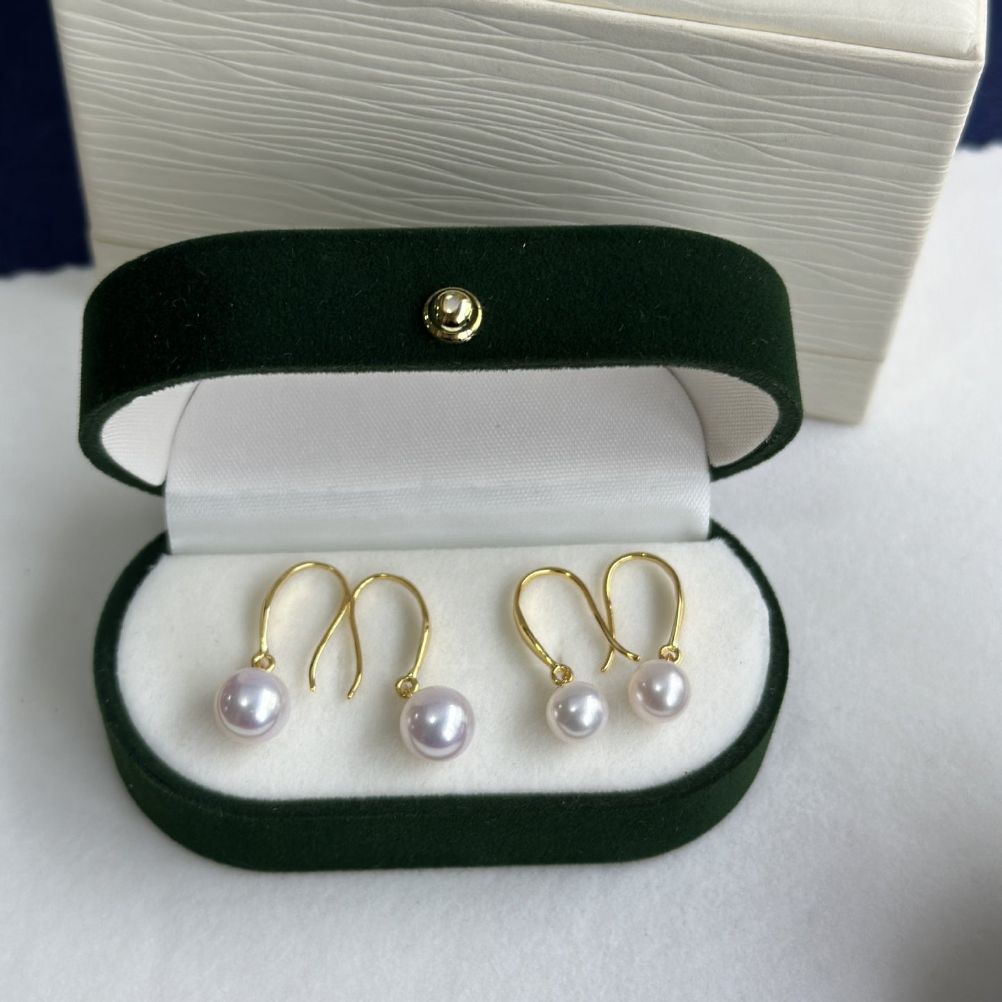 925 Yin Su Pearl Stud Earrings Ear Hooks