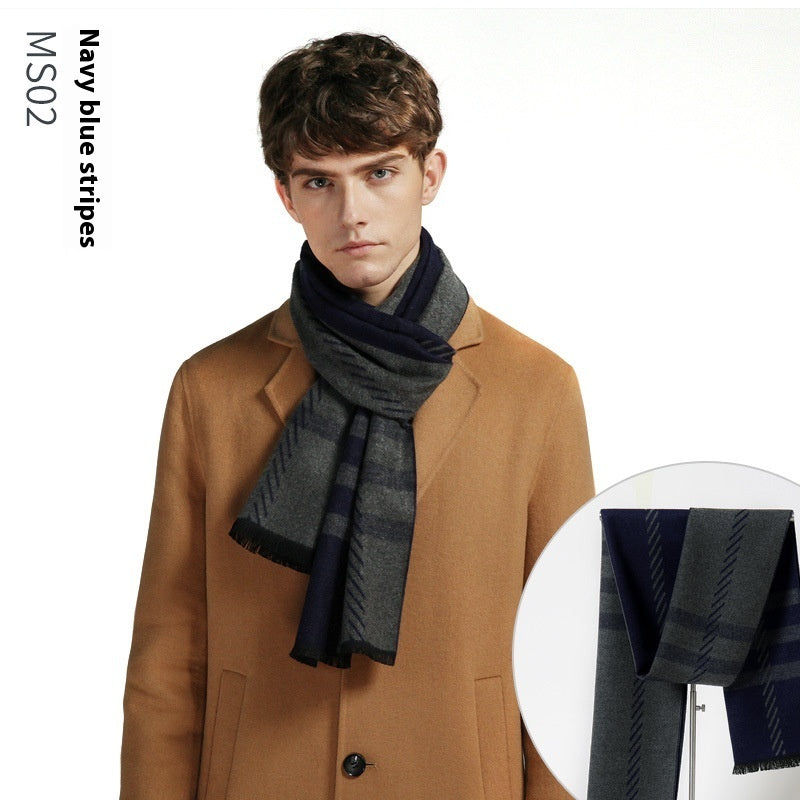 Simple Plaid Artificial Cashmere Warm Scarf