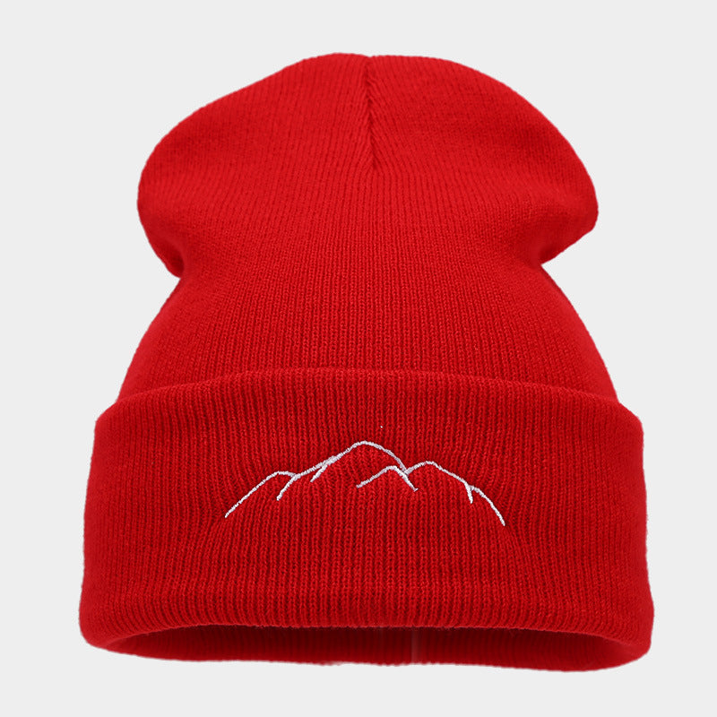 Peak Embroidery Beanie Hat Warm Trendy