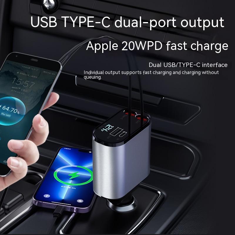 Metal Car Charger 100W USB Type C Adapter