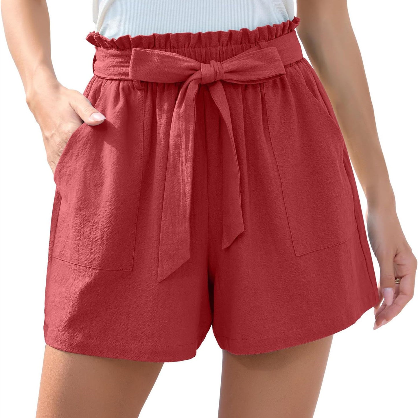 Ruffle Bow Waist Tie Beach Shorts