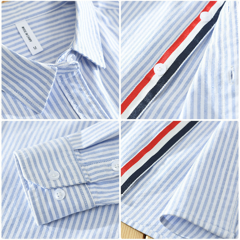 Autumn Japanese Striped Men's Long Sleeve Shirt
