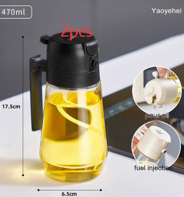 470ml Olive Oil Sprayer Dispenser 2-in-1 Glass Bottle