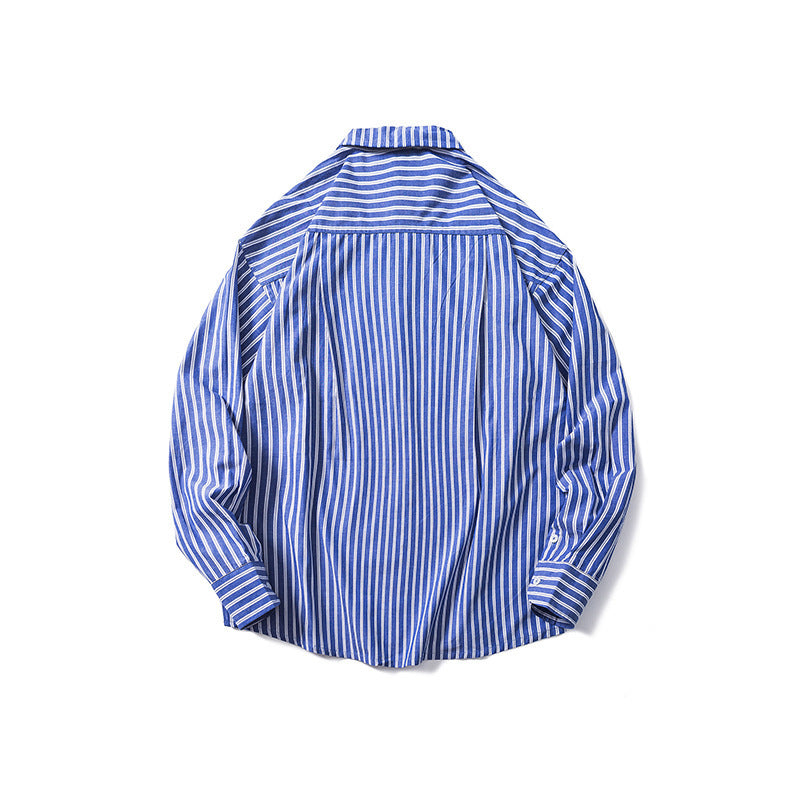 Casual Drop Shoulder Striped Long Sleeve Shirt Men