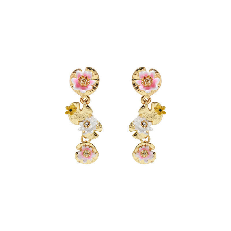 Water Lily Lotus Leaf Earrings