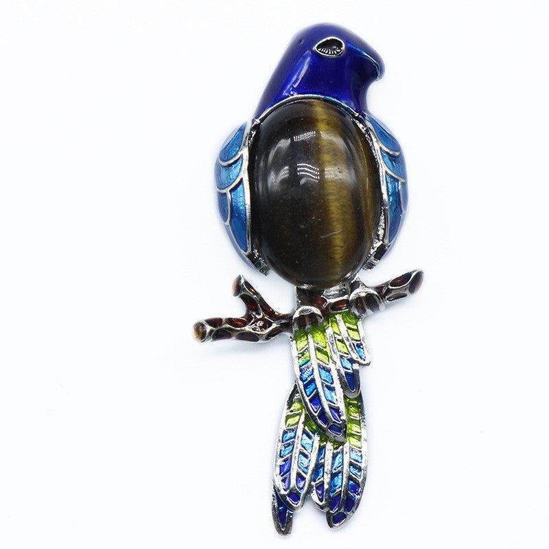 Gemstone Inlaid Brooch Pendant