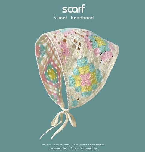 Hand-Knitted Triangular Headcloth Sweet Style