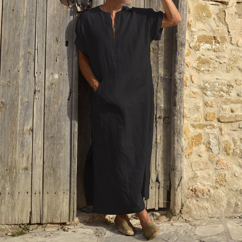 Short Sleeve Long-cut Robe Coat for Men