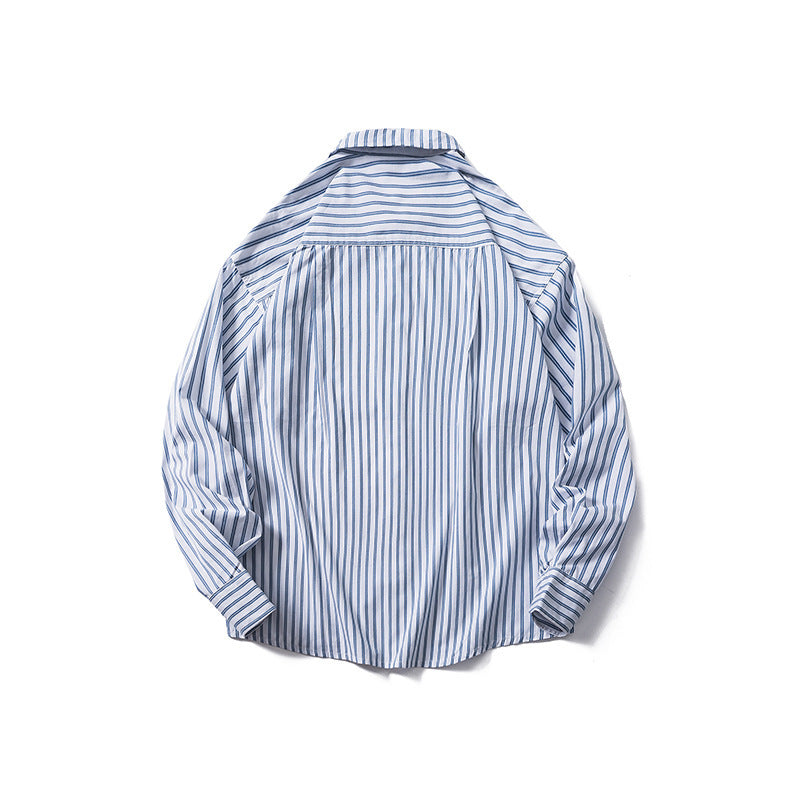 Casual Drop Shoulder Striped Long Sleeve Shirt Men