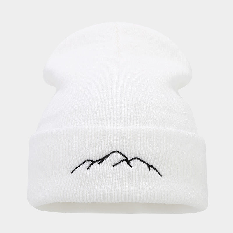 Peak Embroidery Beanie Hat Warm Trendy