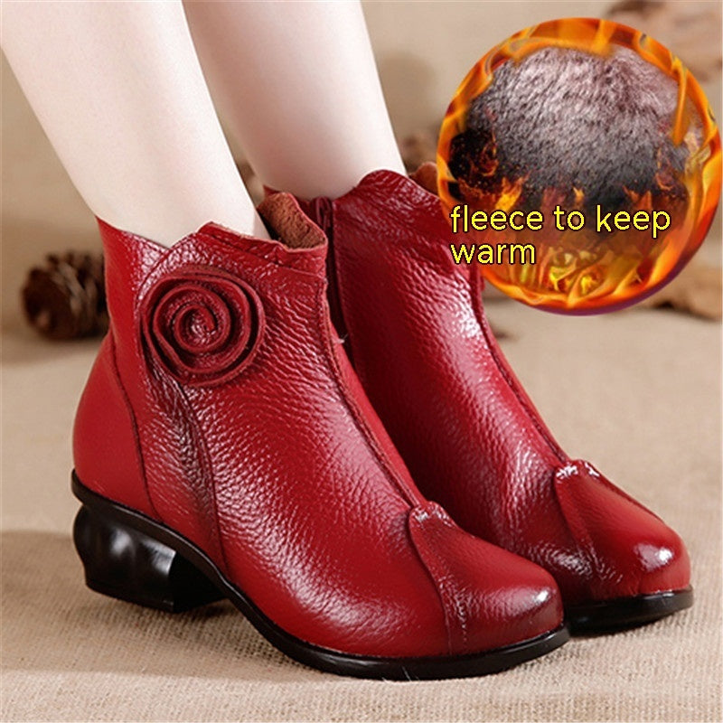 Vintage Fleece-Lined Ethnic Boots