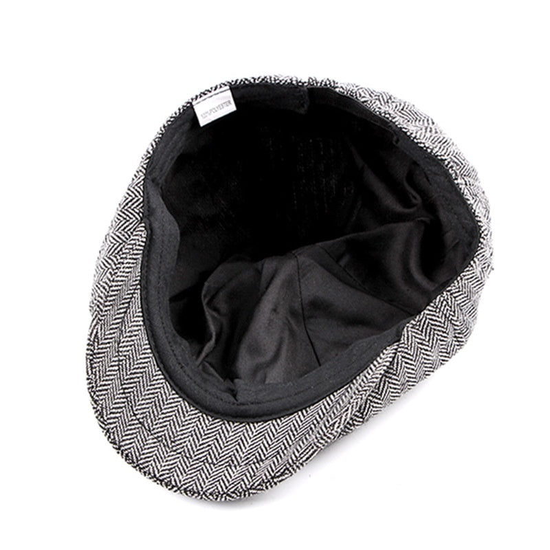Fashion Retro Octagonal Hat Men's Plaid Beret