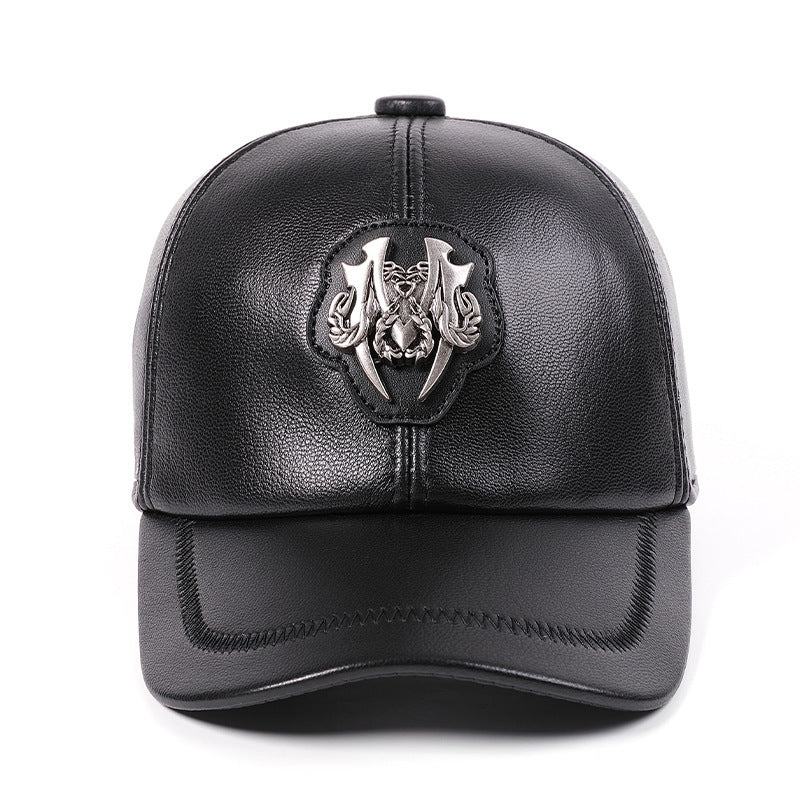 Genuine Leather Peaked Cap Goat Skin