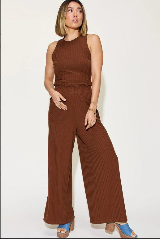 Outstation Fashion Casual Vest Wide Leg Pants Suit