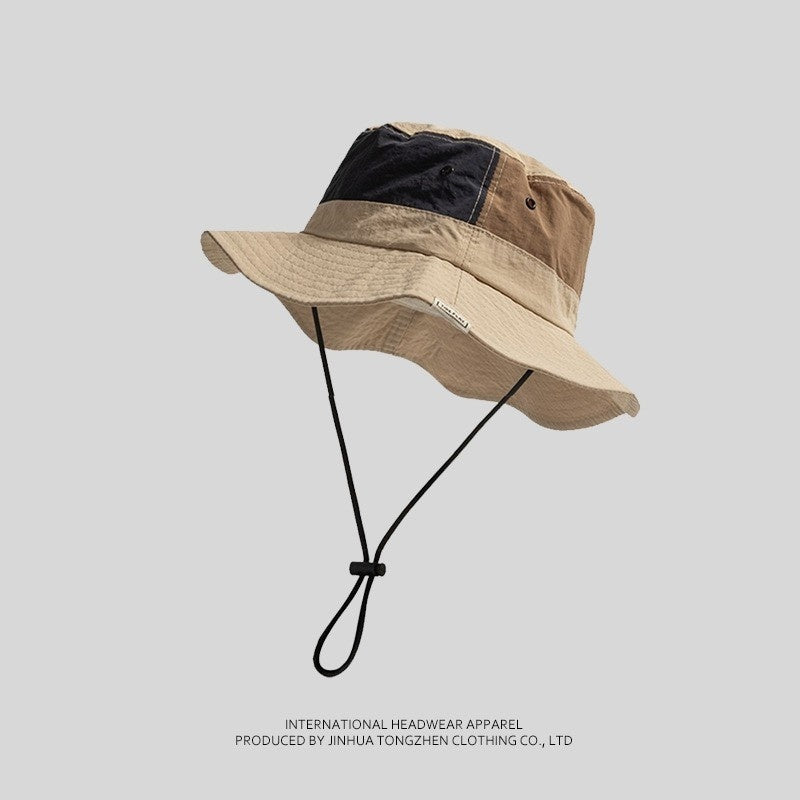 Bucket Hat Female Colorblock All-matching Outdoor Hiking Camping Tourist Hat Male