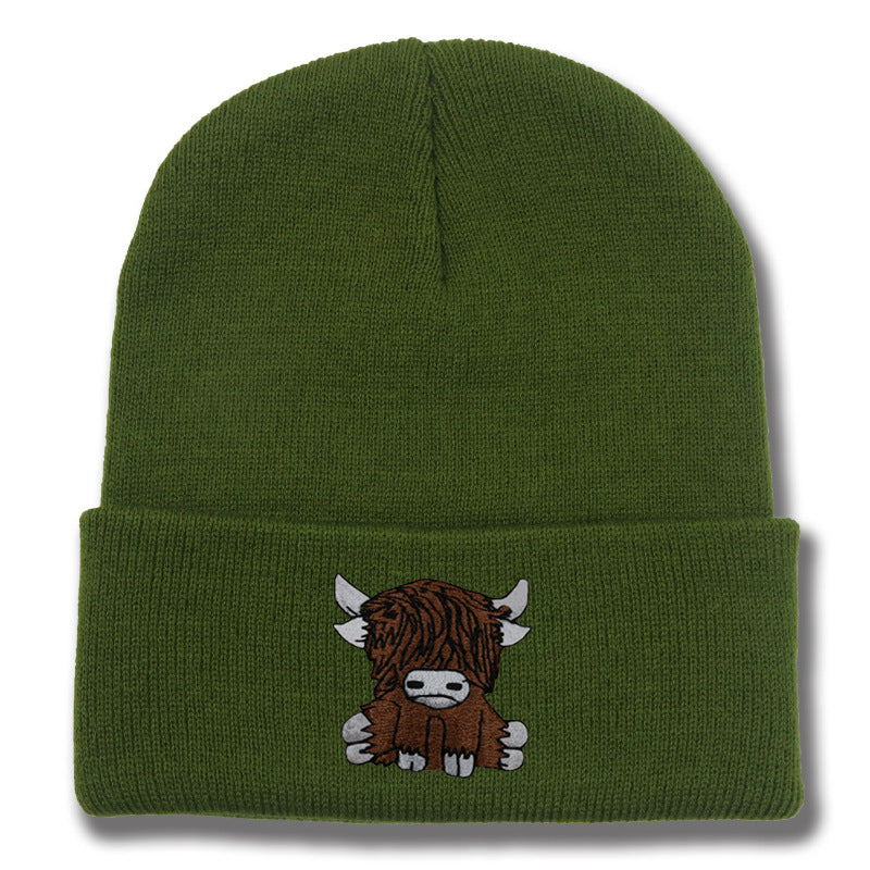 Cartoon Long Hair Yak Knitted Hat Winter Warm Wool