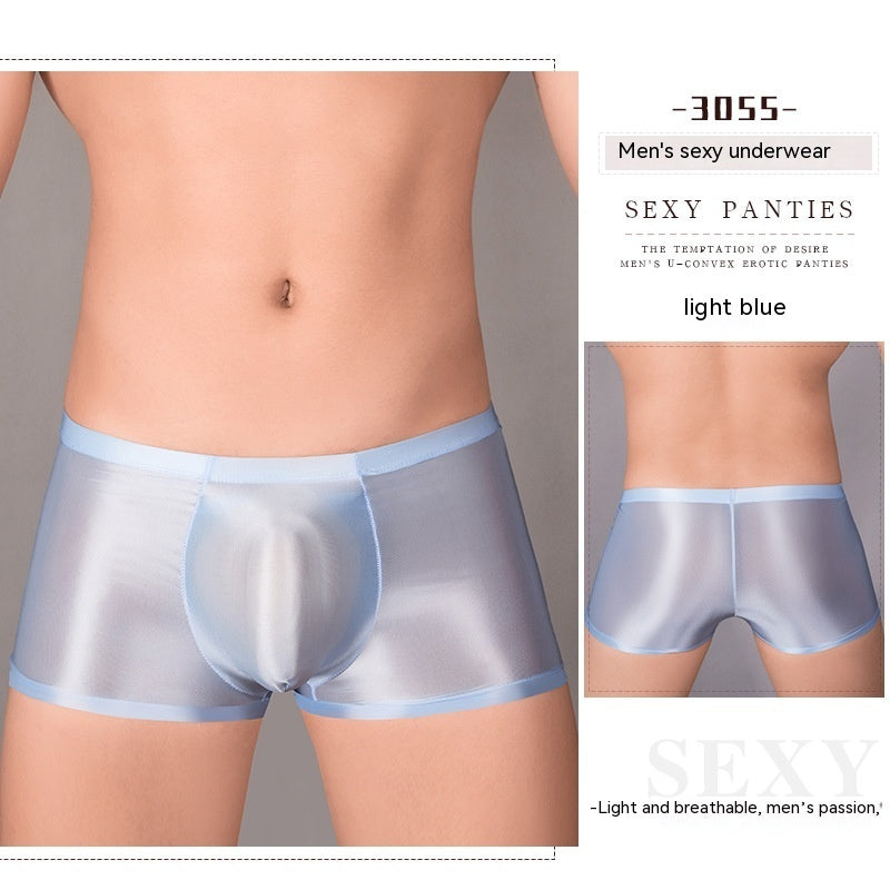 Oil Glossy U Convex Transparent Men's Stretch Shorts