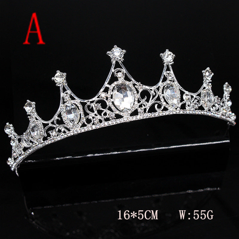 Vintage Pearl Rhinestone Crown Headband for Women - Alloy Hair Accessory Available in 7 Colors