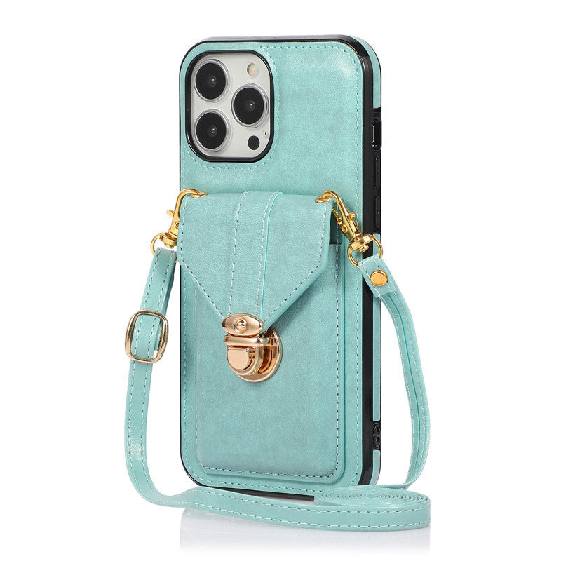 Creative Card Leather Lanyard Phone Case