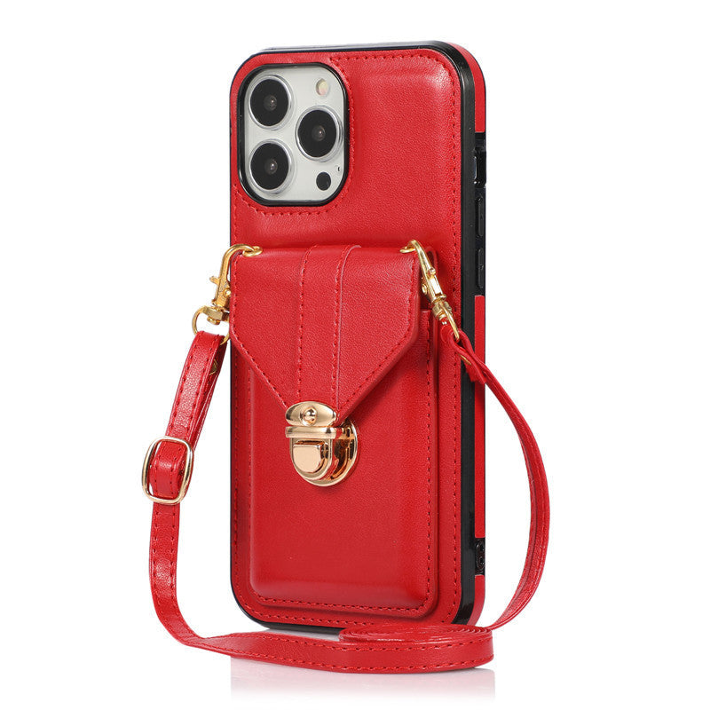 Creative Card Leather Lanyard Phone Case