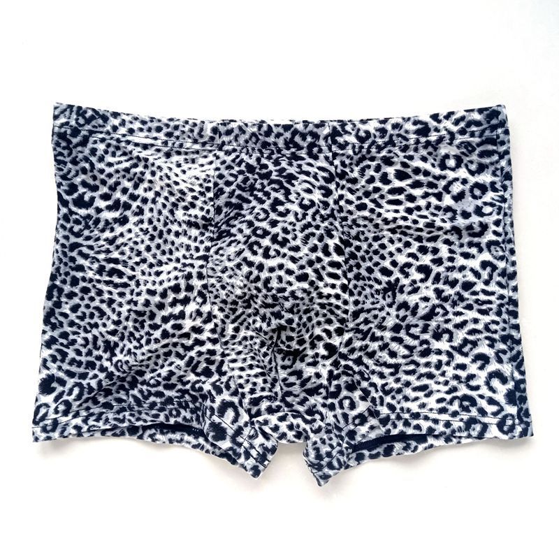 Men's Low Waist Leopard Print Elastic Boxer Briefs