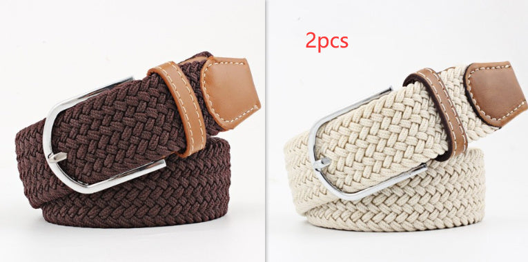 Women's Canvas Belt Casual Stretch Braided Buckle
