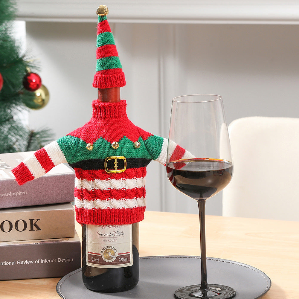 Christmas Knitted Wine Bottle Cover Decoration