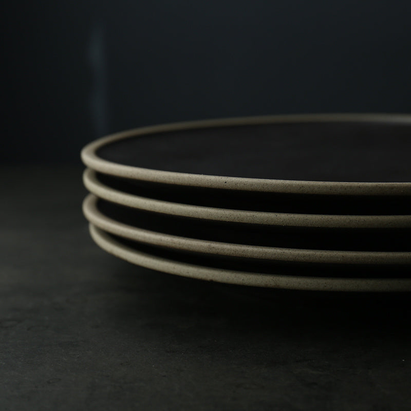 Black Crystal Ceramic Dessert Plate Round Flat Plate