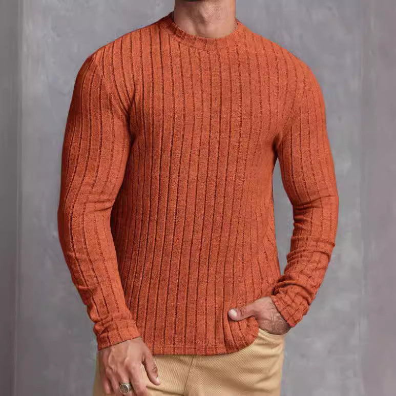 Casual Solid Color Round Neck Long Sleeve T-shirt