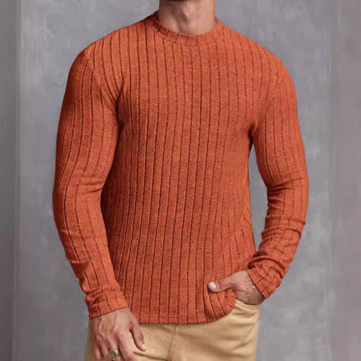 Casual Solid Color Round Neck Long Sleeve T-shirt