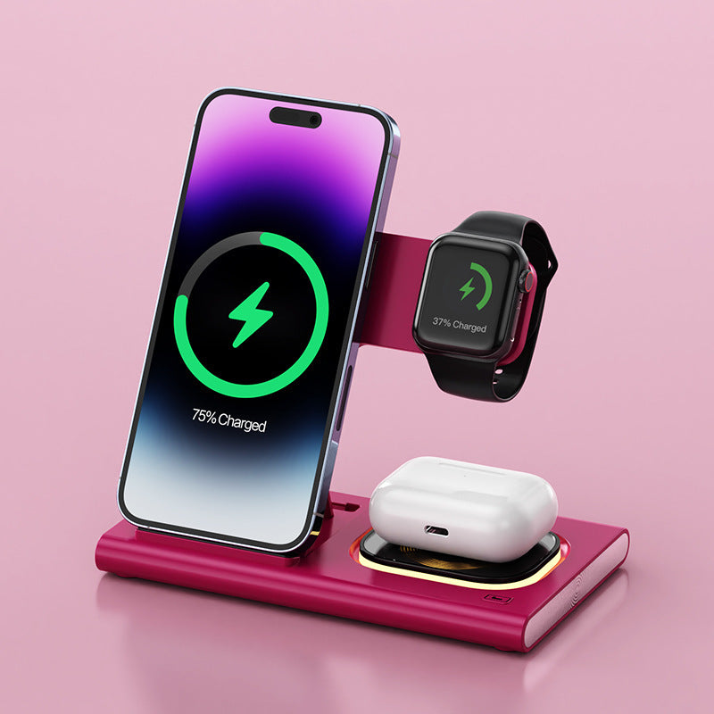 3 In 1 15W Wireless Charger Magnetic Night Light Stand