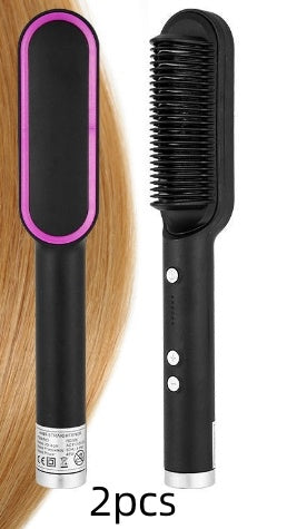 2 In 1 Hair Straightener Hot Comb Curling Brush